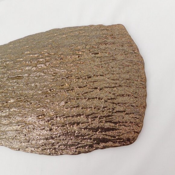 Pomegranate Romos Amber Console Serving Dish Pearlized Gold Glass 14" x 9.5" - Picture 10 of 11